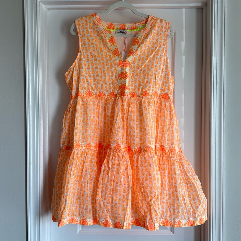 NWT Vineyard Vines bright orange pineapple dress